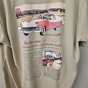 Vintage Style Ford 1956 Fairlane Graphic TShirt XL Tan Retro Car Back Print G756